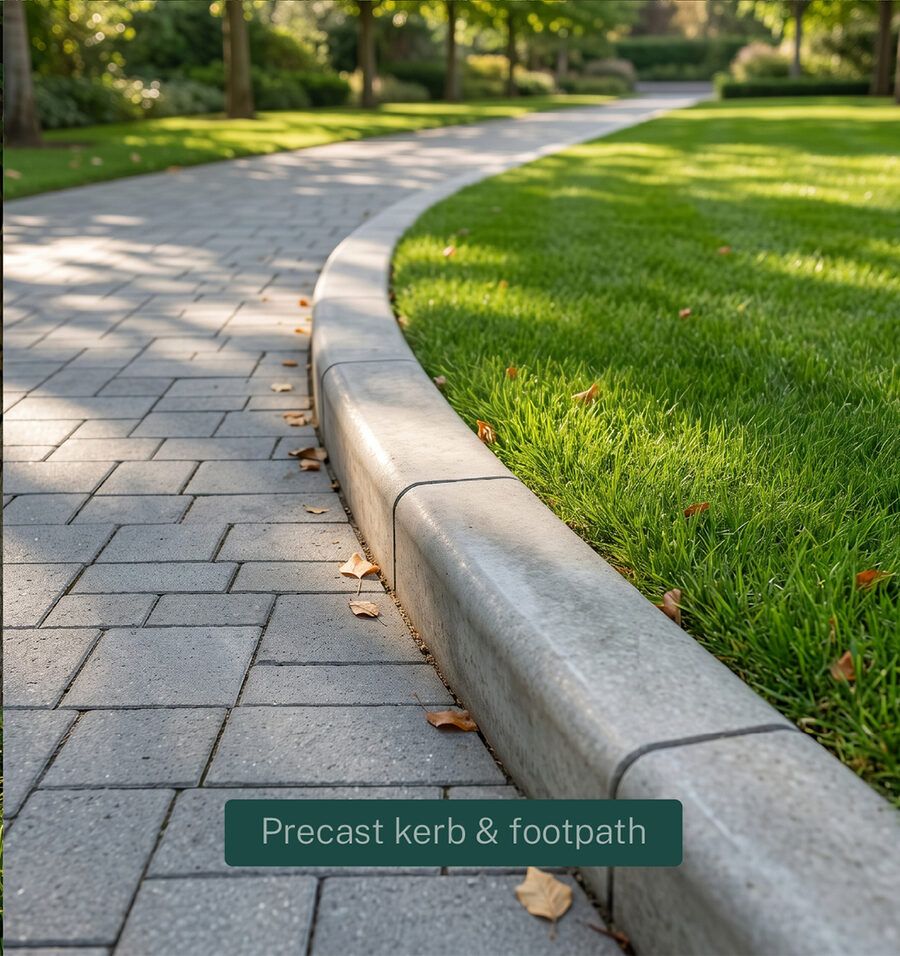 Precast kerb and footpath